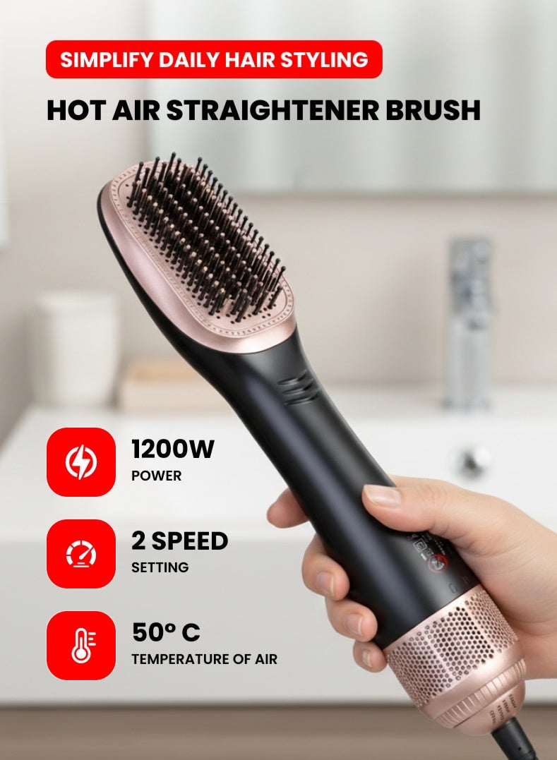 Hot Air Hair Straightening Brush | Fast & Smooth Styling | Ergonomic Design | Suitable for All Hair Types | 2-Year Warranty | Model OG2420HB | Black